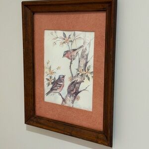 Framed Bird Art with Wooden Frame